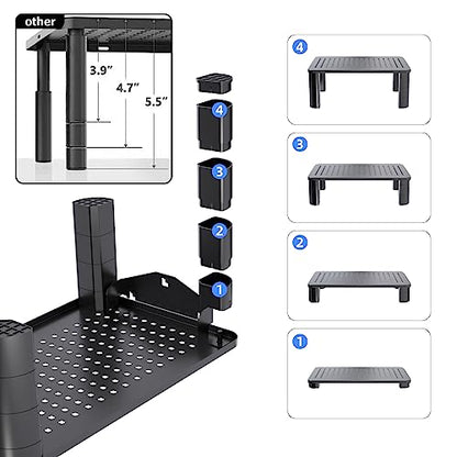 Pholiten 2 Pack Monitor Stand Riser, 3 Height Adjustable Monitor Stand for Computer, Laptop, Printer, Notebook, iMac, Premium Metal Monitor Risers for 2 Monitors