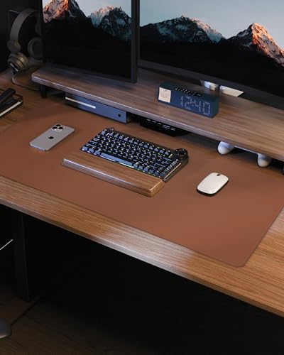 Leather Desk Pad Protector, Brown, 31.5" x 15.7",Office Desk Mat - color: Brown, size: 31.5" x 15.7"
