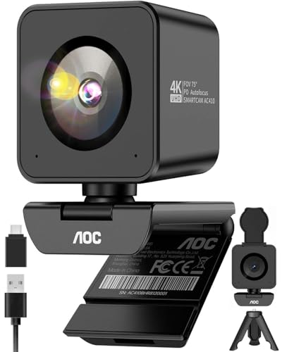 AOC 4K Webcam for PC, Sony Sensor, 1080P 60FPS Streaming Camera with PDAF