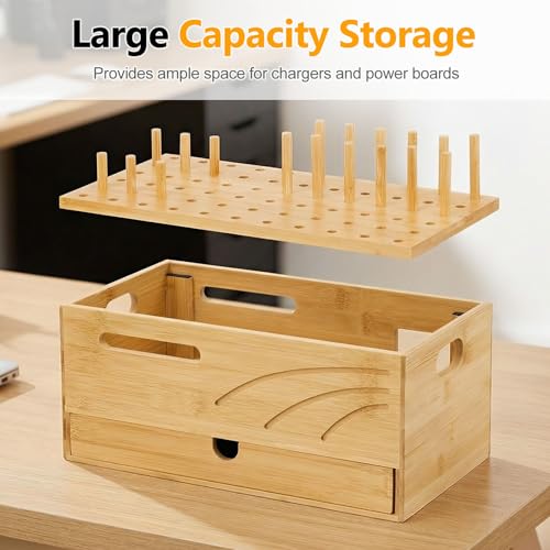 Homde Office Charging Station Organizer: 2 Layer Charger Holder (Natural) - color: Natural