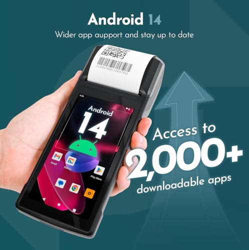 H10, Android 14 Handheld Terminal, 58mm Thermal Printer, NFC - color: With NFC