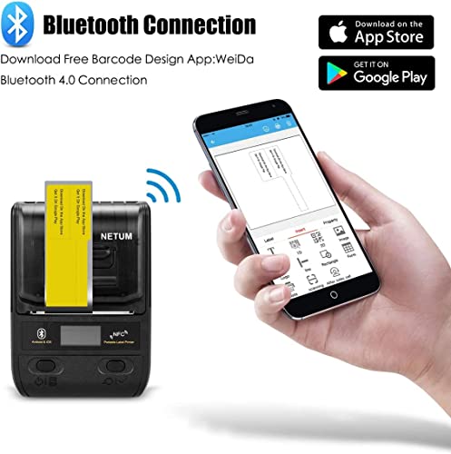 NETUM Label Maker - Bluetooth Thermal Label Printer Portable Barcode Printer Apply to Clothing, Jewelry, Retail, Mailing, Barcode, Compatible for Android & iOS System