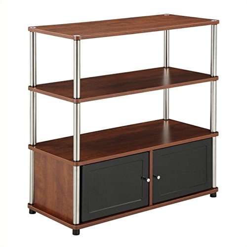 Convenience Concepts Designs2Go Highboy TV Stand with Storage Cabinets and Shelves for TVs up to 40 Inches, Cherry - color: Cherry