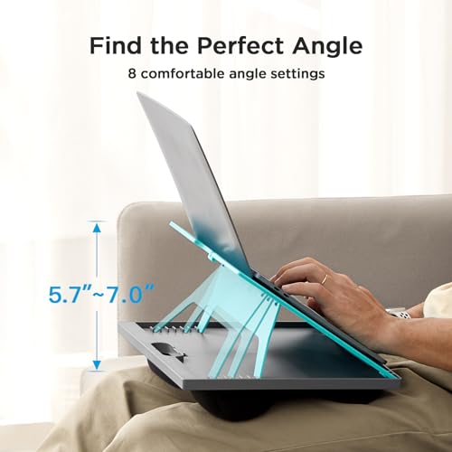 HUANUO Lap Desk with 8 Adjustable Angles – Up to 15.6" Laptop, Turquoise - color: Turquoise