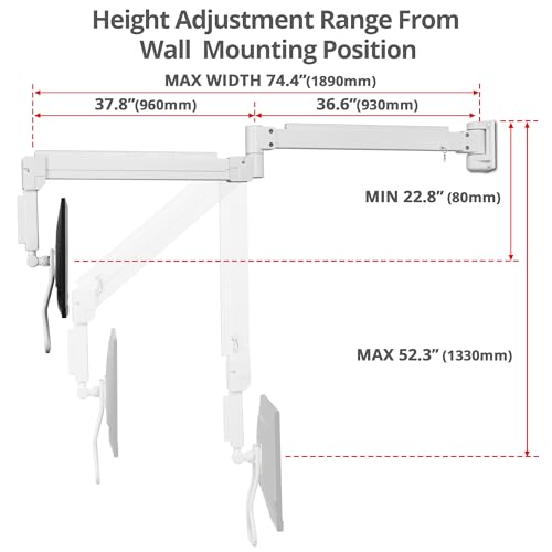 SIIG Single Monitor Wall Mount, 17"-32", 17.6 lbs, CE-MT5W11-S1 | Wall-mount one monitor from 17"-32" up to 17.6 lbs; gas-spring adjustment and VESA support confirm wall placement.