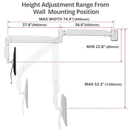 SIIG Single Monitor Wall Mount, 17"-32", 17.6 lbs, CE-MT5W11-S1 | Wall-mount one monitor from 17"-32" up to 17.6 lbs; gas-spring adjustment and VESA support confirm wall placement.