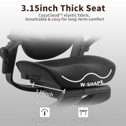 MUSSO E80 Muse Petite Ergonomic Office Chair for Women & Small Frames Black - color: Black