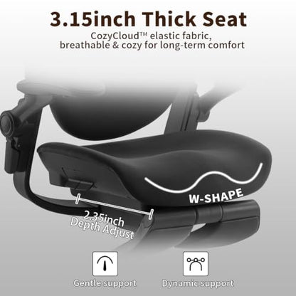 MUSSO E80 Muse Petite Ergonomic Office Chair for Women & Small Frames Black - color: Black