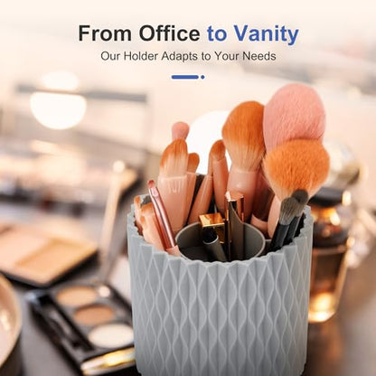 Pencil Holder - 360° Rotation, 5 Slot Desk Supplies For Women Office Aesthetic. Pencil Holder For Office&School, Desk Accessories(Grey) - color: grey