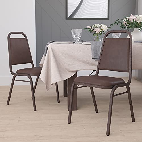 Flash Furniture 4 Pack HERCULES Series Trapezoidal Back Stacking Banquet Chair in Brown Vinyl - Copper Vein Frame - color: Brown Vinyl/Copper Vein Frame, size: Set of 4