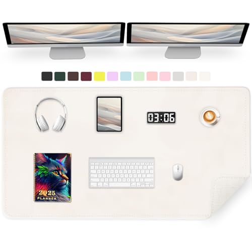 47.2" x 23.6" Large Desk Pad Mat - Non-Slip PU Leather Desk Mat, Large Mouse Pad, Computer Mat for Keyboard Mouse, Waterproof Desk Writing Mat, Desk Blotter Mat for Work (Ivory White) - color: Ivory White, size: 47.2" x 23.6"