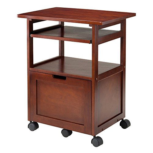 Winsome Piper 3-Shelf Wood Mobile Printer Stand, Brown (94427) | Small Computer Desk, Simple Table for Gaming, Writing, Studying, Crafts, Work, Sturdy Home Office Furniture