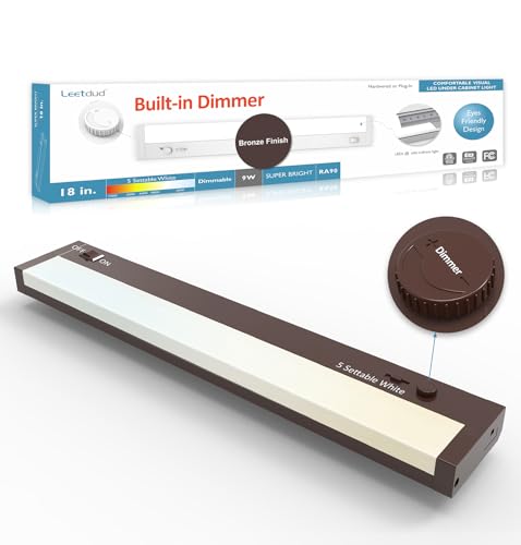 Under Cabinet Lighting Plug in or Hardwired Built-in Dimmer, 18 Inch 9W, 5CCT 2700/3000/3500/4000/5000K, Linkable Counter Lights for Kitchen, ETL Dimmable LED Light Fixture, Bronze - color: Bronze, size: 18 inch