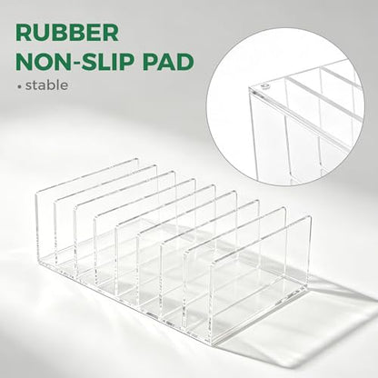 8 Compartments Clear Acrylic Mail Holder – Vertical Letter Sorter & Multifunction Desk Organizer for Bills, Documents, Notebooks – Modern Office/Home Envelope File Rack - size: 8 Compartments