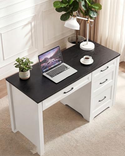 Garvee Black Farmhouse Executive Desk with File Cabinet & Storage Drawers, Space-Saving Small Home Office Desk for Bedroom - color: Black
