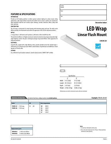 Lithonia Lighting 4' Low-Profile LED Wraparound Light Fixture, 3000K, 120V | 48-Inch LED Flush Mount Ceiling Light, 3000K Warm White Color Temperature, 120V (FMLWL 48 830) - color: 3000K Warm White, size: 48 inches, style: 120V