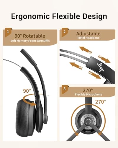 JIAMQISHI Bluetooth Wireless Headset with Mic for Work, Clear Calls | Bluetooth 5.2, Advanced Noise Reduction Microphone, Comfortable On-Ear Headphones, Applicable to PC, Laptop, Android, Zoom - color: Black Silver