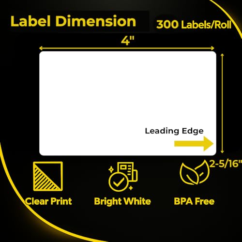 24 Rolls Thermal Shipping Labels Compatible for Dymo 30256 (2 5/16" x 4") | 7200 Pcs White Multipurpose Labels Perforated Fits for Labelwriter 450, 450 Turbo, 4XL Printers (NOT for 550, 5XL) - size: 2 5/16” x 4” - 30256