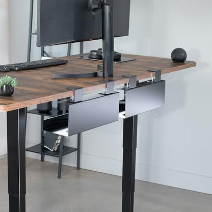 VIVO No Drill Clamp-on 17 inch Power Strip Cable Management Trays, Under Standing Desk Steel Cord Organizer, Black, 2 Pack, DESK-CM6L-2B - size: 17" (Pack of 2)