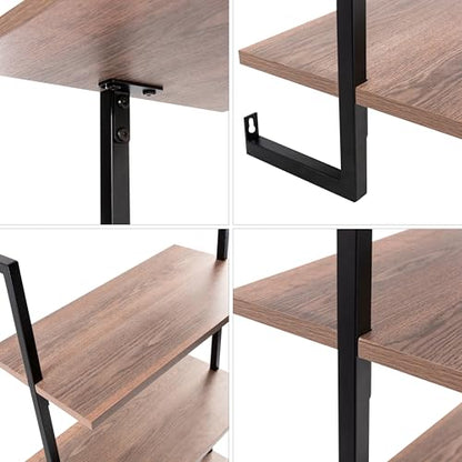 happimess Madera 3-Shelf Wall Mounted Bookcase 40.55", Brown/Black - color: Brown, size: 3-Tier 40.55"
