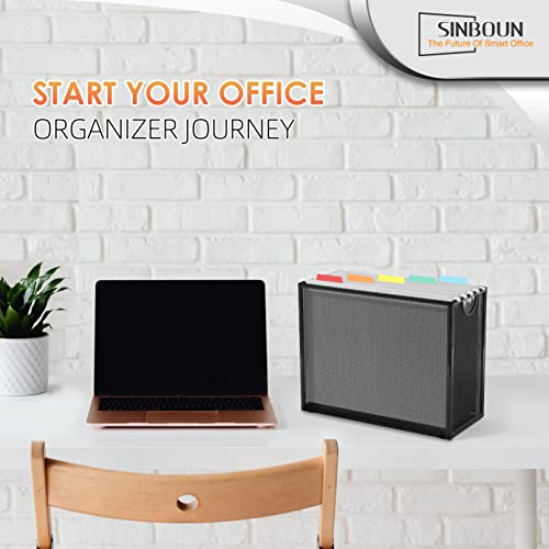 Sinboun Hanging File Organizer Includes 5 Hanging Folders for Office, Black - color: Includes 5 Grey Folders