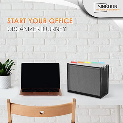Sinboun Hanging File Organizer Includes 5 Hanging Folders for Office, Black - color: Includes 5 Grey Folders