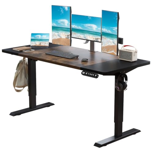 63''x30'' Electric Standing Desk Adjustable Height - color: Rustic Brown a, size: 63''