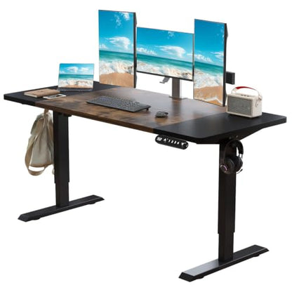 63''x30'' Electric Standing Desk Adjustable Height - color: Rustic Brown a, size: 63''
