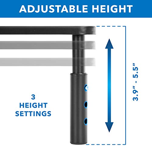 Mount-It! Height Adjustable Single Monitor Riser | Metal Mesh Computer Screen Platform | Desktop Riser for Laptop, Monitor, and Printer | 44lbs Capacity (Black) - size: Set of 1