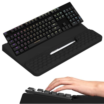 Ergonomic Keyboard Stand with Soft Memory Foam Wrist Rest for Office - color: Black