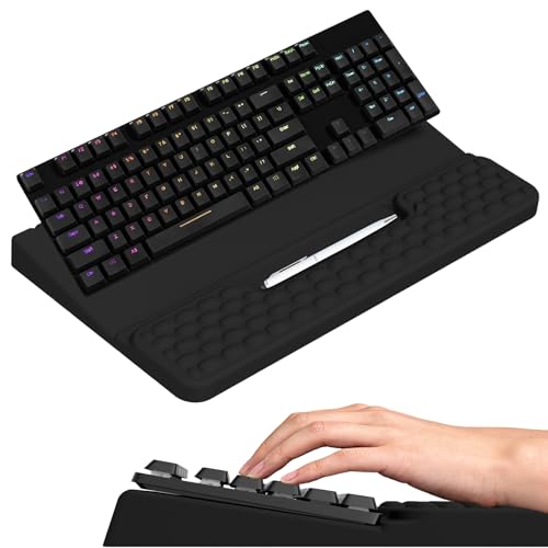 Ergonomic Keyboard Stand with Soft Memory Foam Wrist Rest for Office - color: Black