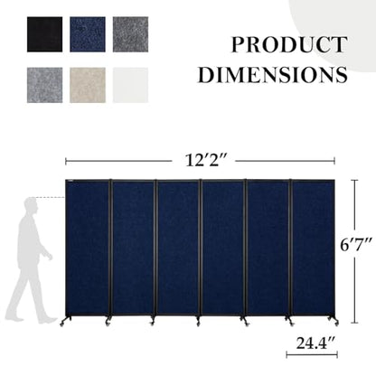 Room Partition 2.0 Upgrade Version,12'2"L* 6'7"H,6 Panel，Blue - color: Bule, size: 6