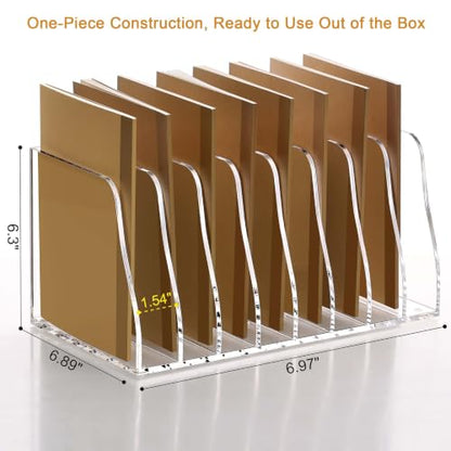 YUXUN Acrylic Desk File Organizer, 8-Section Upright Magazine Holder - size: Compact 8-Section