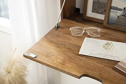 Kate and Laurel Georgie Rustic Wood Floating Desk; 26 x 6 x 30; Natural Wood; Bohemian Computer Desk for Home Office with Folding Design - color: Natural