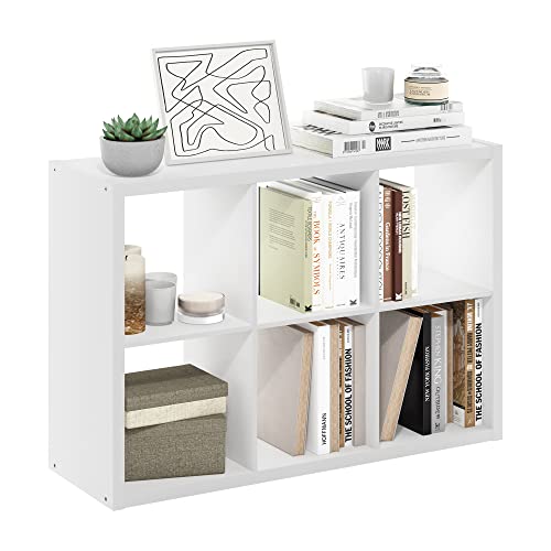 Furinno CUBICLE 6-Cube Book Shelf, Extra Thick Frame Bookshelf, White - color: White, size: 6-Cube