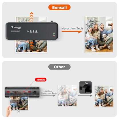 Bonsaii 9 Inch Laminator Machine with 50 Laminating Sheets, Jam-Free Tech - color: Grey