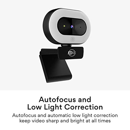 MEE audio CL8A 1080p HD Webcam with Ring Light, Microphone, Autofocus, Low Light Correction, 360° Rotation; USB Streaming Web Camera for Video Calling via Zoom/Skype on Computer PC Mac Laptop Desktop - style: 1080p Ring Light
