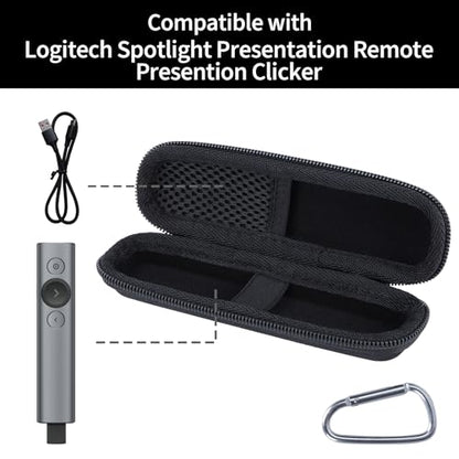 Case Compatible with Logitech Spotlight Presentation Remote | Lightweight Carry, Secure Storage, Convenient Zipper, Soft Interior - size: Spotlight
