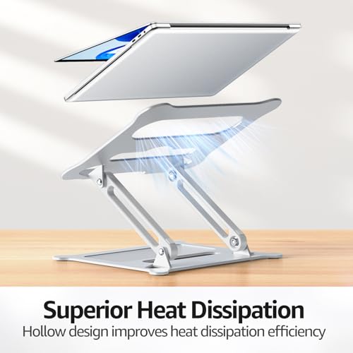 Urmust Adjustable Laptop Stand for Desk, 10-15.6“ Laptop Riser, Silver - color: B-Silver