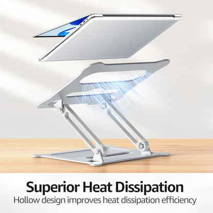 Urmust Adjustable Laptop Stand for Desk, 10-15.6“ Laptop Riser, Silver - color: B-Silver