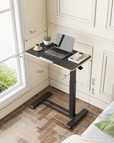 FLEXISPOT H7 PRO 90° Tiltable Mobile Overbed Table with Pneumatic Lift,28'' | Foldable bedside table with adjustable desktop for laptop, Rolling Computer Cart and bed sofa.27.6" W x 15.7" D,Black Maple - color: Black Maple, size: 28x16