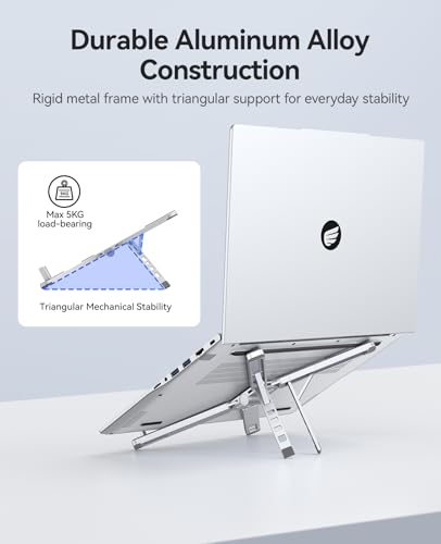 ORICO Portable Laptop Stand for Travel & Desk, Foldable 3-in-1 PN1, Silver - color: Silver