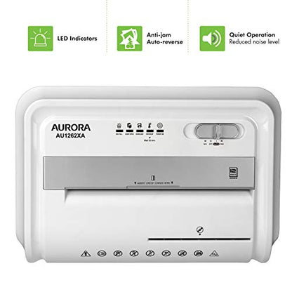 Aurora AU1262XA Anti-Jam 12-Sheet Crosscut Paper and CD/Credit Card Shredder, White/Gray - style: 12-Sheet Crosscut White