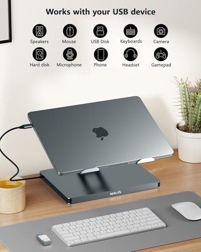 USB C Hub Stand for MacBook Pro, 10 in 1 Adapter for MacBook Air Docking Station with 4K 60Hz HDMI, RJ45 Gigabit Ethernet, SD/TF Card Reader, 4 USB 3.0 for iPad/Dell HP/Surface/Lenovo Laptop Dock