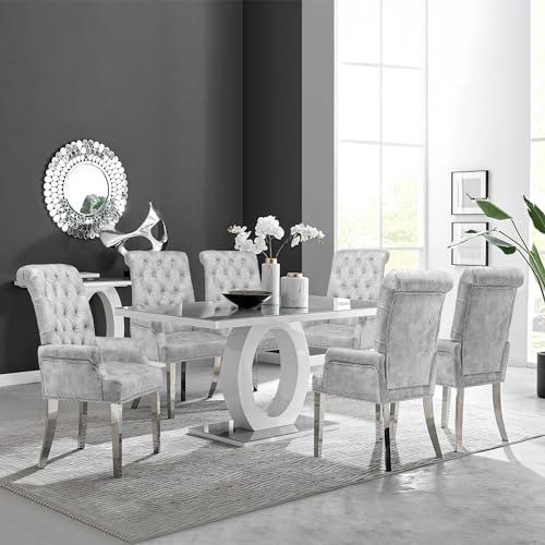 LOULENS Velvet Dining Chairs Set of 4, Dining Chairs with Arms, Grey | Upholstered, High Back, Tufted, Luxurious, Stainless Steel Leg, for Kitchen & Dining Room - color: Grey, size: 4 PCS