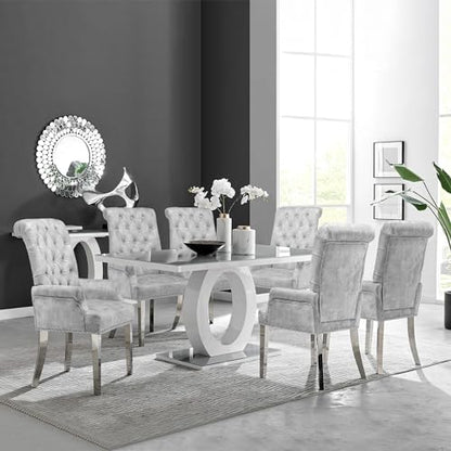 LOULENS Velvet Dining Chairs Set of 4, Dining Chairs with Arms, Grey | Upholstered, High Back, Tufted, Luxurious, Stainless Steel Leg, for Kitchen & Dining Room - color: Grey, size: 4 PCS