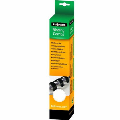 Fellowes A4 8 mm Plastic Binding Combs for Comb Binding Machine, Binds 21 to 40 Pages, White, Pack of 100 - color: White, size: 8mm