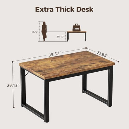 Mericonia 40 Inch Computer Desk, 1.2" Thick Small Office Table, Brown - color: Brown, size: 40",1.2"T