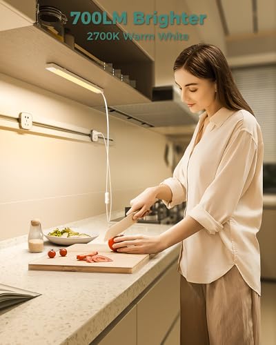 ASOKO 16" Under Cabinet LED Lights Plug in Workbench Light 700LM 2700K - color: Warm White, size: 16 Inch 1-Bar 1-Pack