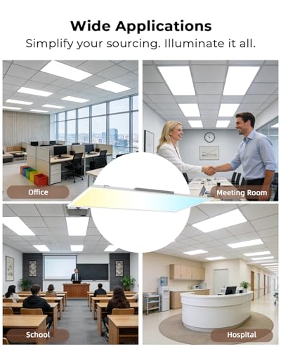 2x4 LED Flat Panel Light 2Pack 5CCT Selectable, 0-10V Dimmable | 9000LM, 3000K/3500K/4000K/5000K/6300K Adjustable, 30W/40W/50W/60W/72W Selectable, Recessed Drop Ceiling Lighting for Office - size: 2 Feet by 4 Feet